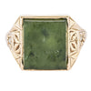 Vintage 8ct Yellow Gold Greenstone & Diamond Kiwi Ring-Ring-Walker & Hall