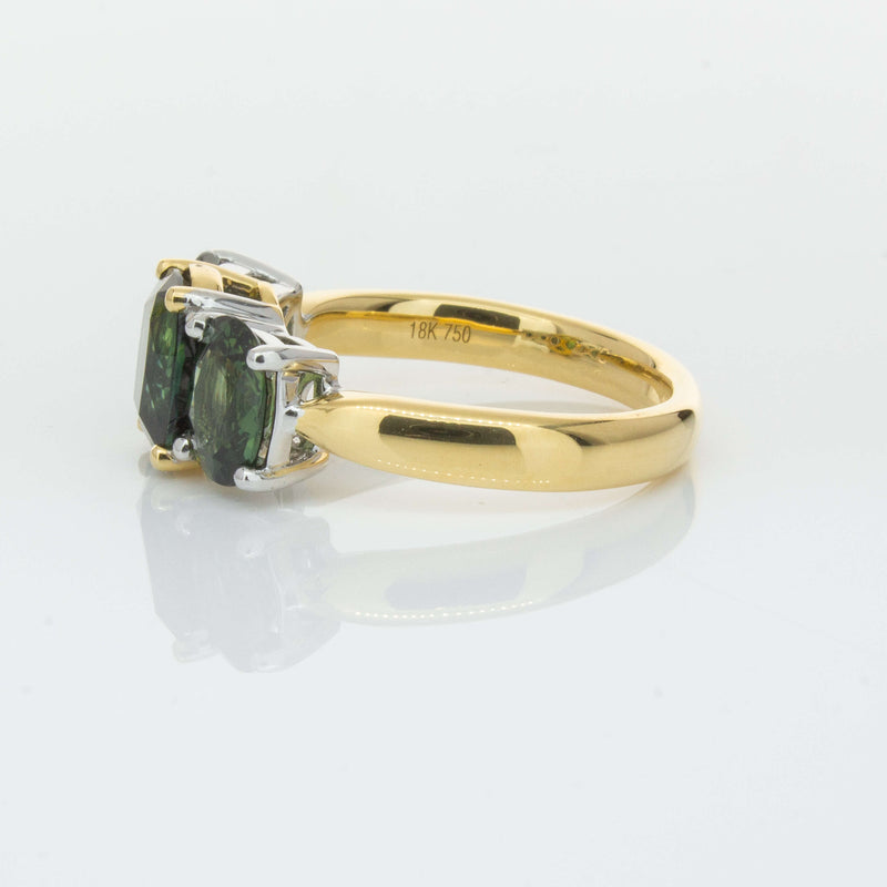 18ct Yellow Gold Green Sapphire Three-Stone Ring-Ring-Walker & Hall
