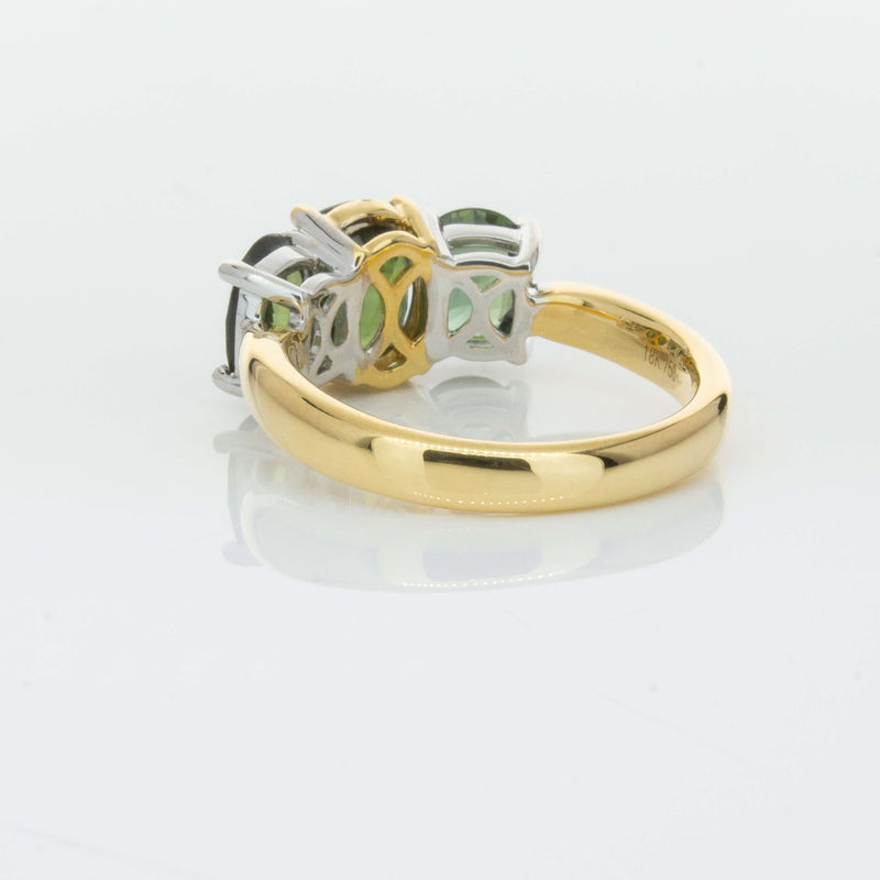 18ct Yellow Gold Green Sapphire Three-Stone Ring-Ring-Walker & Hall