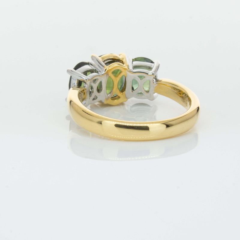 18ct Yellow Gold Green Sapphire Three-Stone Ring-Ring-Walker & Hall