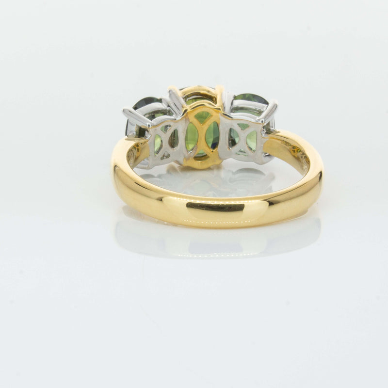 18ct Yellow Gold Green Sapphire Three-Stone Ring-Ring-Walker & Hall