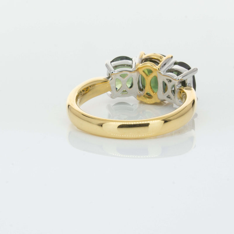 18ct Yellow Gold Green Sapphire Three-Stone Ring-Ring-Walker & Hall