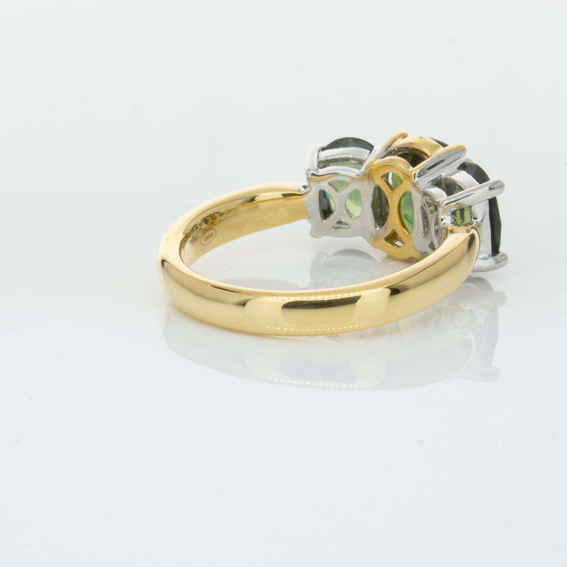 18ct Yellow Gold Green Sapphire Three-Stone Ring-Ring-Walker & Hall