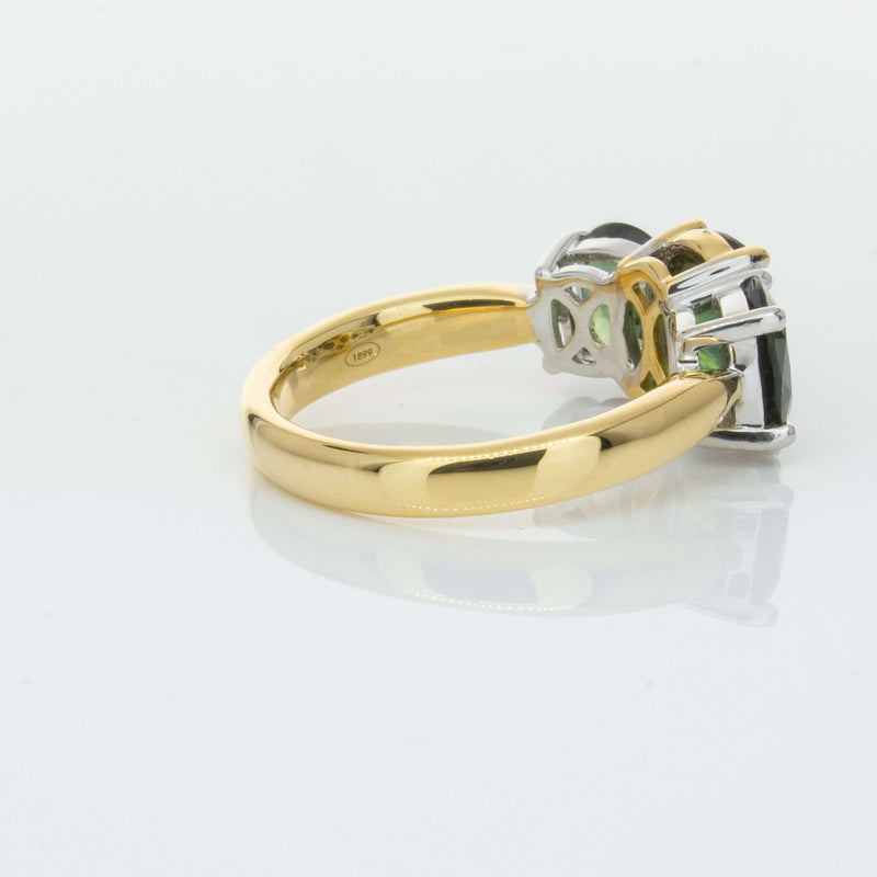 18ct Yellow Gold Green Sapphire Three-Stone Ring-Ring-Walker & Hall
