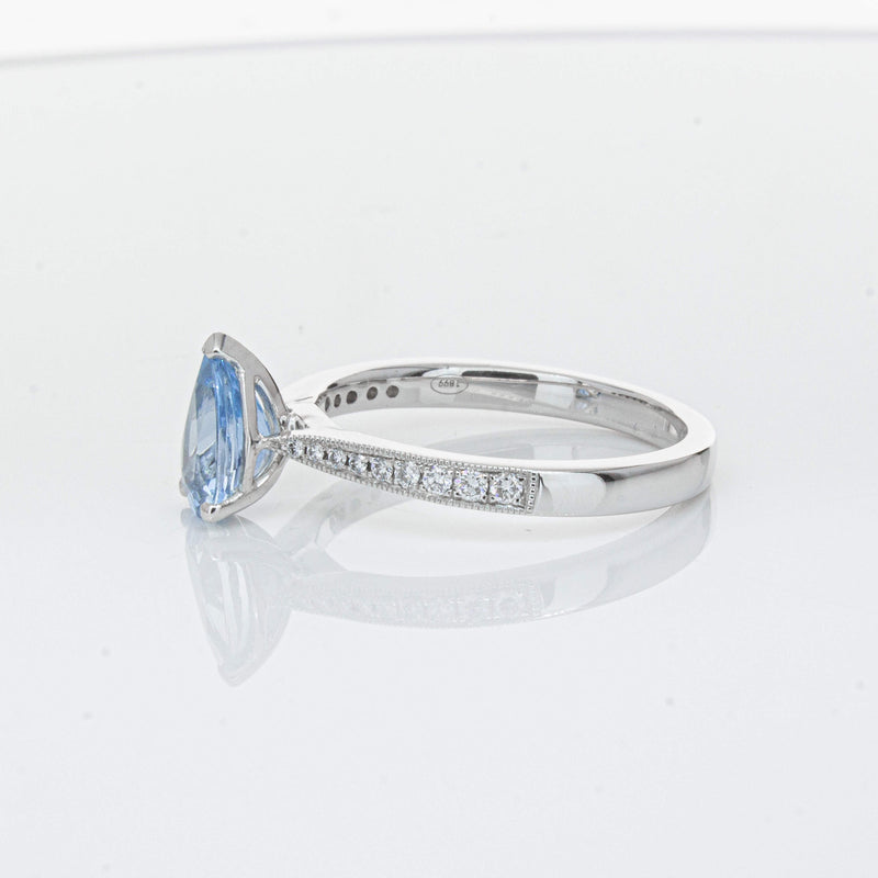 18ct White Gold .81ct Aquamarine & Diamond Zenith Ring-Ring-Walker & Hall