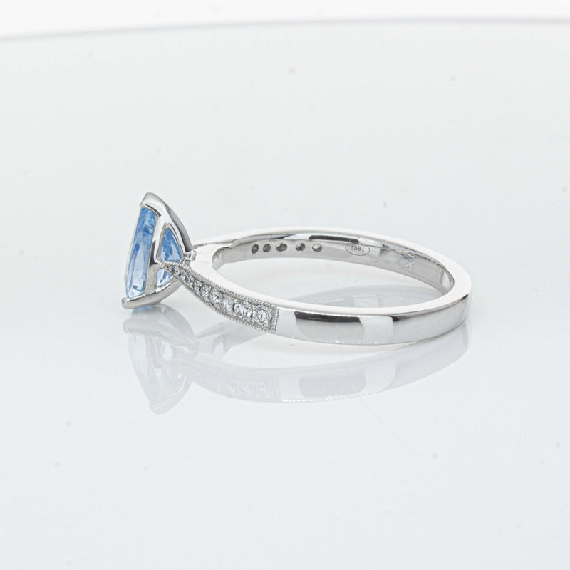 18ct White Gold .81ct Aquamarine & Diamond Zenith Ring-Ring-Walker & Hall