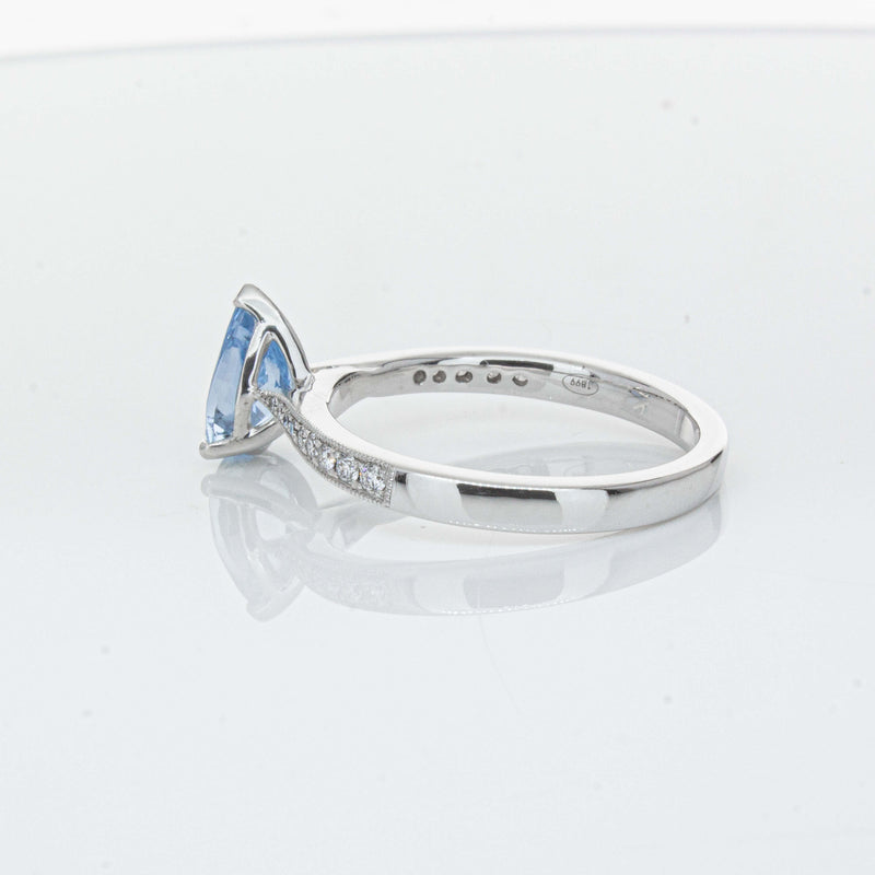 18ct White Gold .81ct Aquamarine & Diamond Zenith Ring-Ring-Walker & Hall