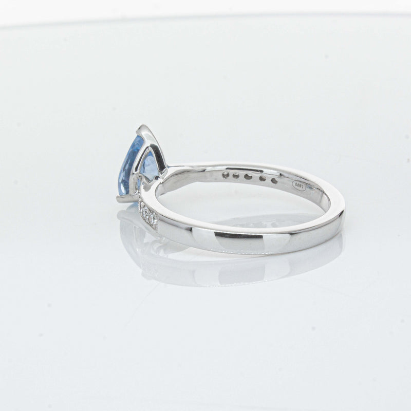 18ct White Gold .81ct Aquamarine & Diamond Zenith Ring-Ring-Walker & Hall