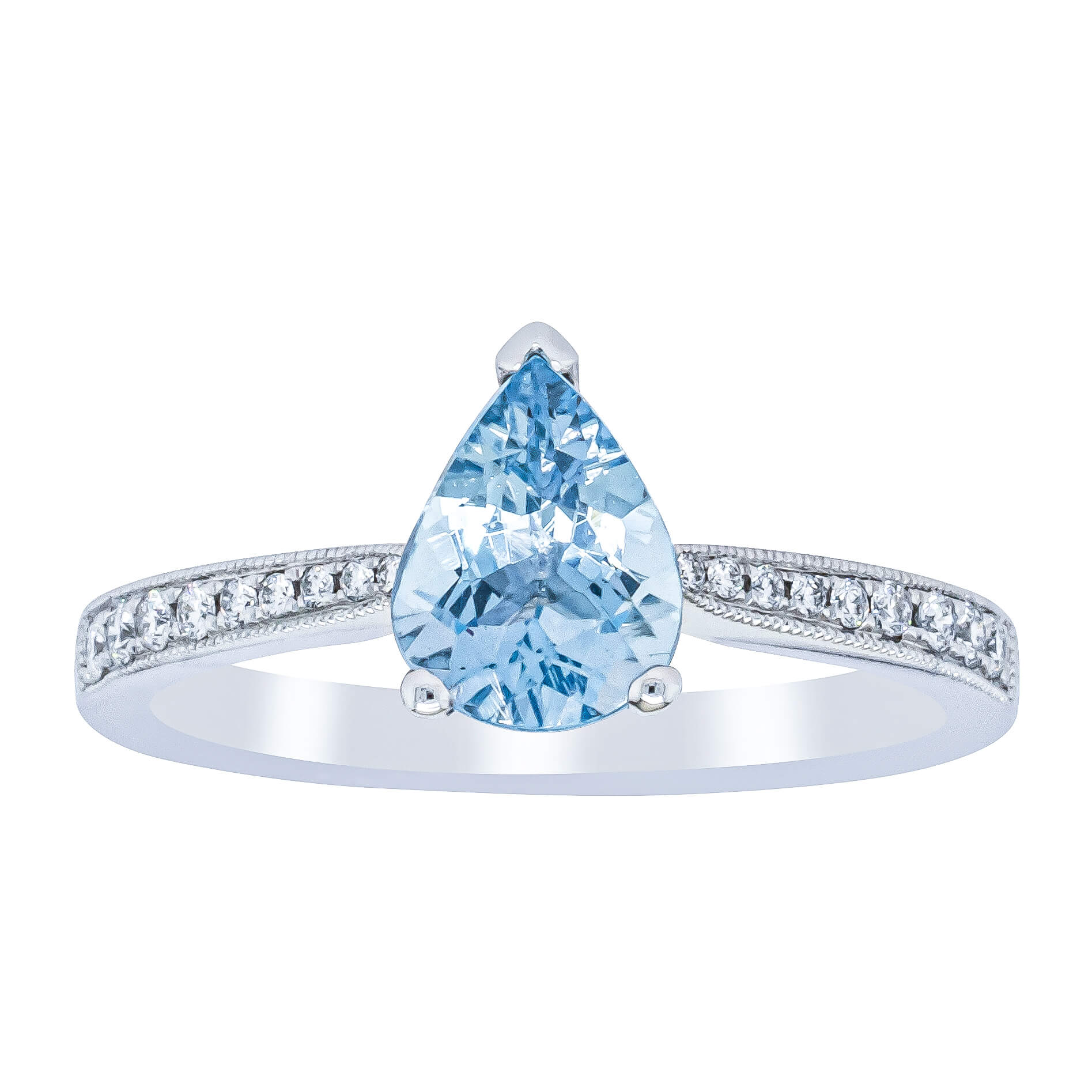 18ct White Gold 1.00ct Aquamarine & Diamond Zenith Ring – Walker & Hall
