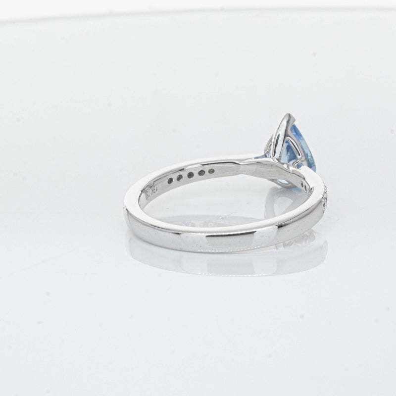 18ct White Gold .81ct Aquamarine & Diamond Zenith Ring-Ring-Walker & Hall