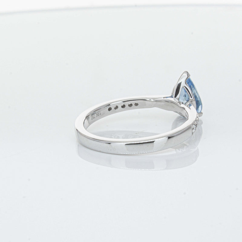 18ct White Gold .81ct Aquamarine & Diamond Zenith Ring-Ring-Walker & Hall