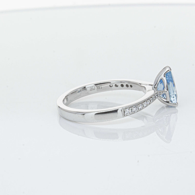 18ct White Gold .81ct Aquamarine & Diamond Zenith Ring-Ring-Walker & Hall