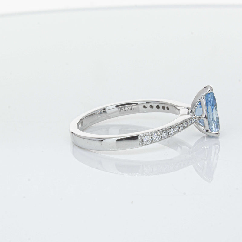 18ct White Gold .81ct Aquamarine & Diamond Zenith Ring-Ring-Walker & Hall