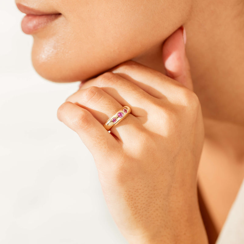 9ct Yellow Gold Pink Sapphire Kylie Ring-Ring-Walker & Hall