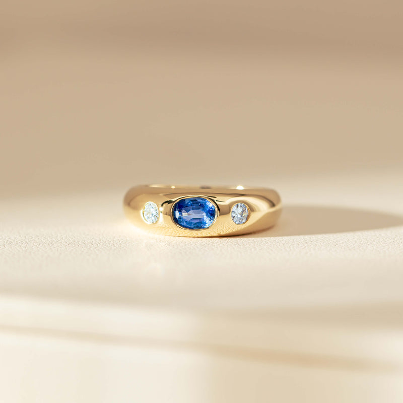 9ct Yellow Gold .66ct Blue Sapphire and Diamond Kylie Ring-Ring-Walker & Hall