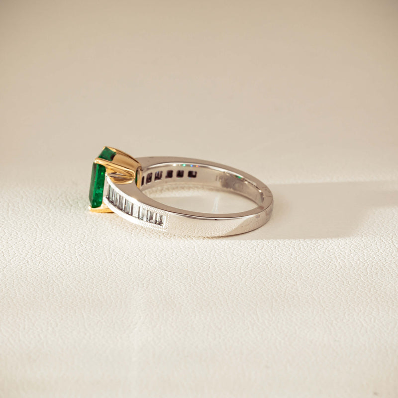 18ct White Gold 1.63ct Emerald & Diamond Ring-Ring-Walker & Hall