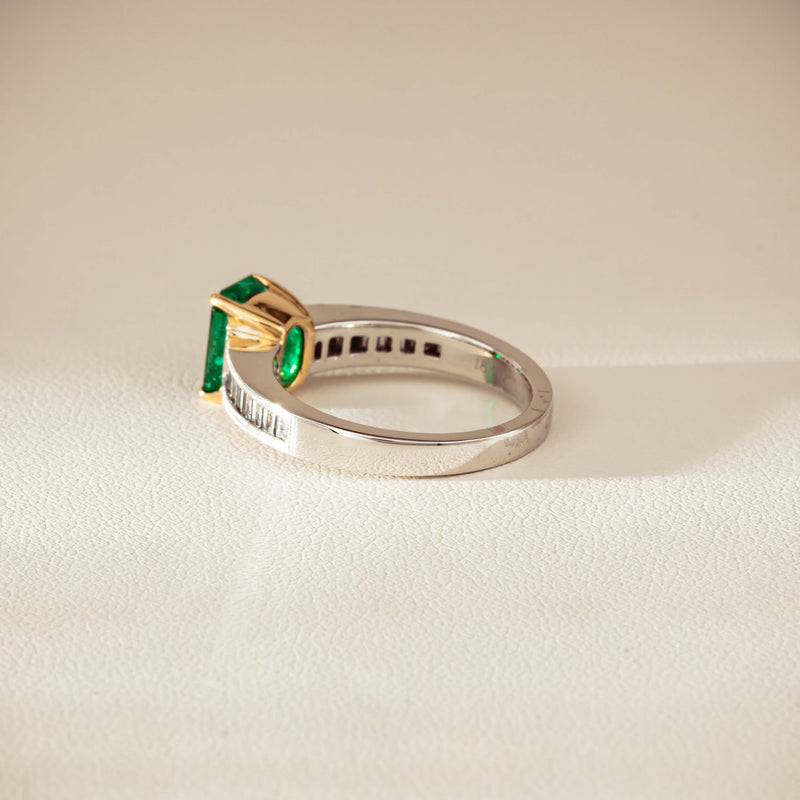 18ct White Gold 1.63ct Emerald & Diamond Ring-Ring-Walker & Hall