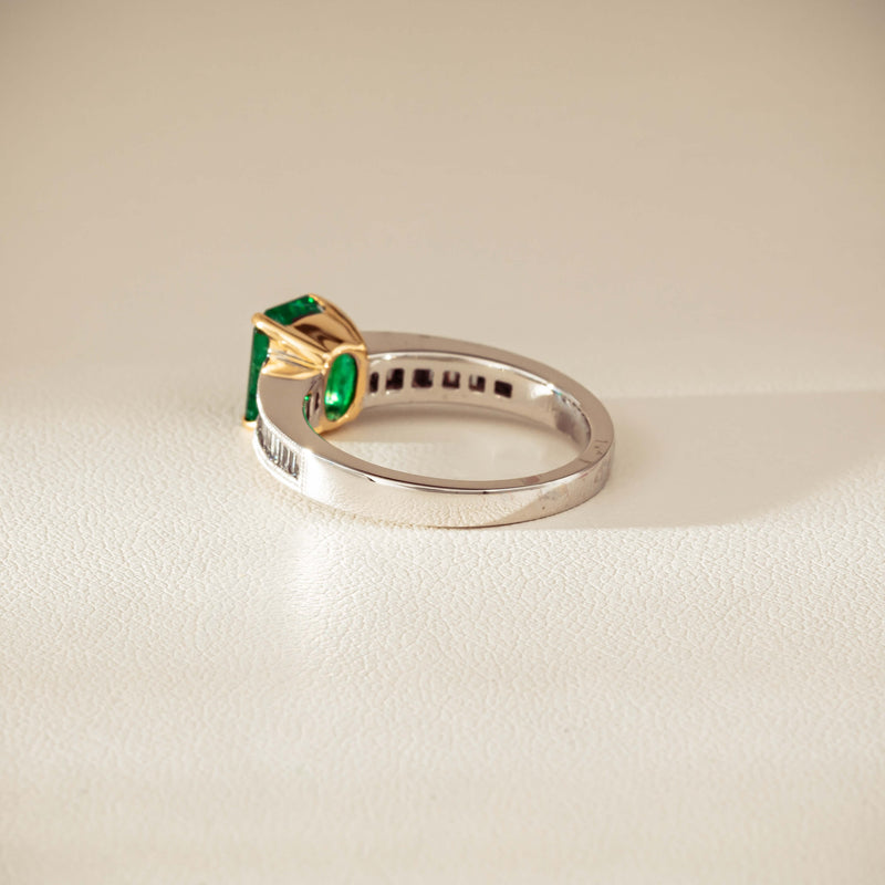 18ct White Gold 1.63ct Emerald & Diamond Ring-Ring-Walker & Hall