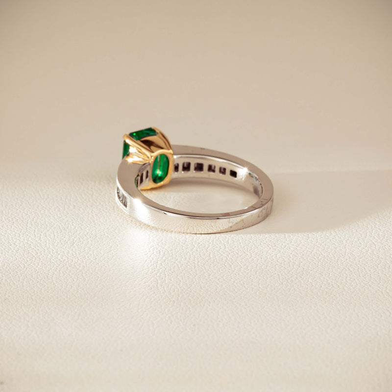 18ct White Gold 1.63ct Emerald & Diamond Ring-Ring-Walker & Hall