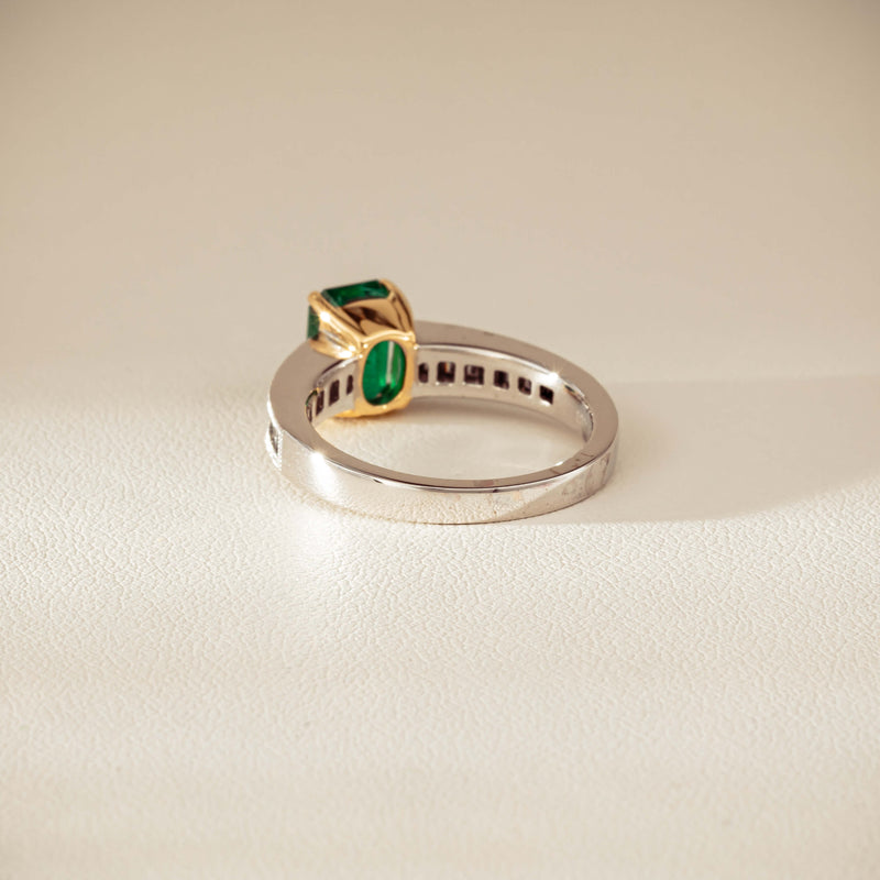 18ct White Gold 1.63ct Emerald & Diamond Ring-Ring-Walker & Hall