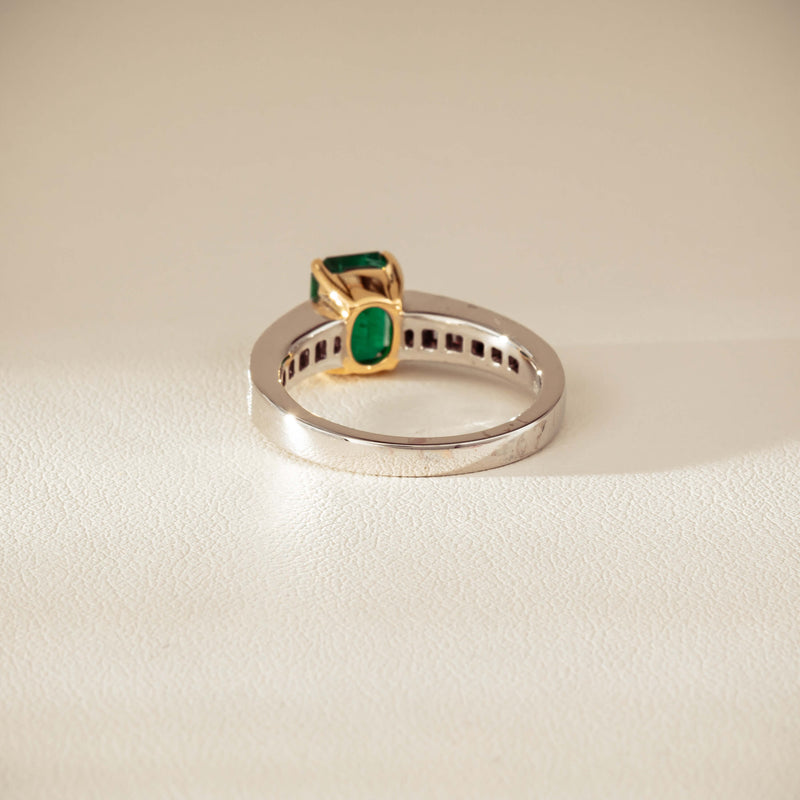 18ct White Gold 1.63ct Emerald & Diamond Ring-Ring-Walker & Hall