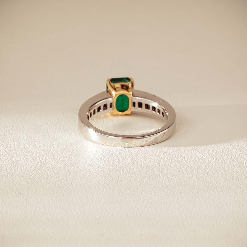 18ct White Gold 1.63ct Emerald & Diamond Ring-Ring-Walker & Hall