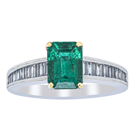 18ct White Gold 1.63ct Emerald & Diamond Ring-Ring-Walker & Hall