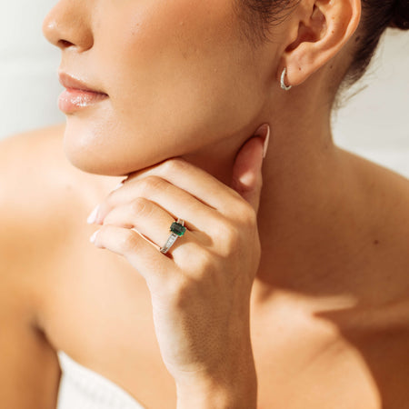 18ct White Gold 1.63ct Emerald & Diamond Ring-Ring-Walker & Hall