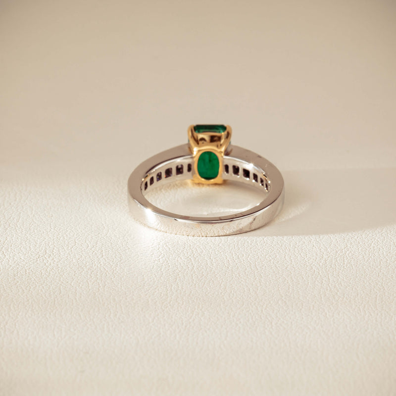 18ct White Gold 1.63ct Emerald & Diamond Ring-Ring-Walker & Hall