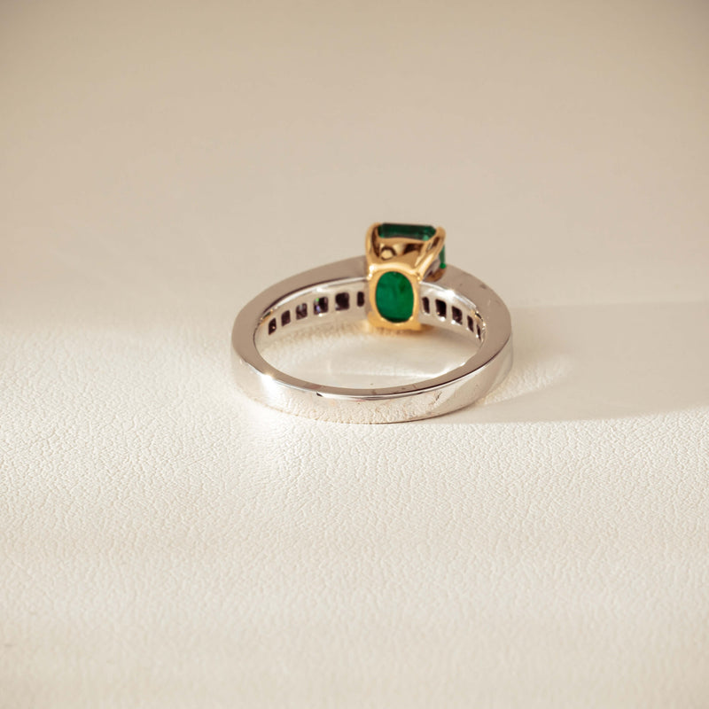 18ct White Gold 1.63ct Emerald & Diamond Ring-Ring-Walker & Hall