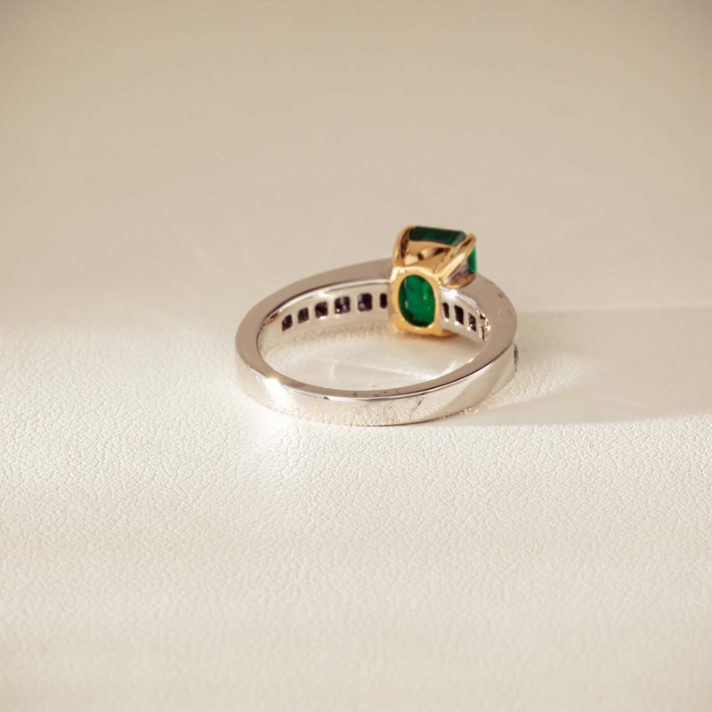18ct White Gold 1.63ct Emerald & Diamond Ring-Ring-Walker & Hall