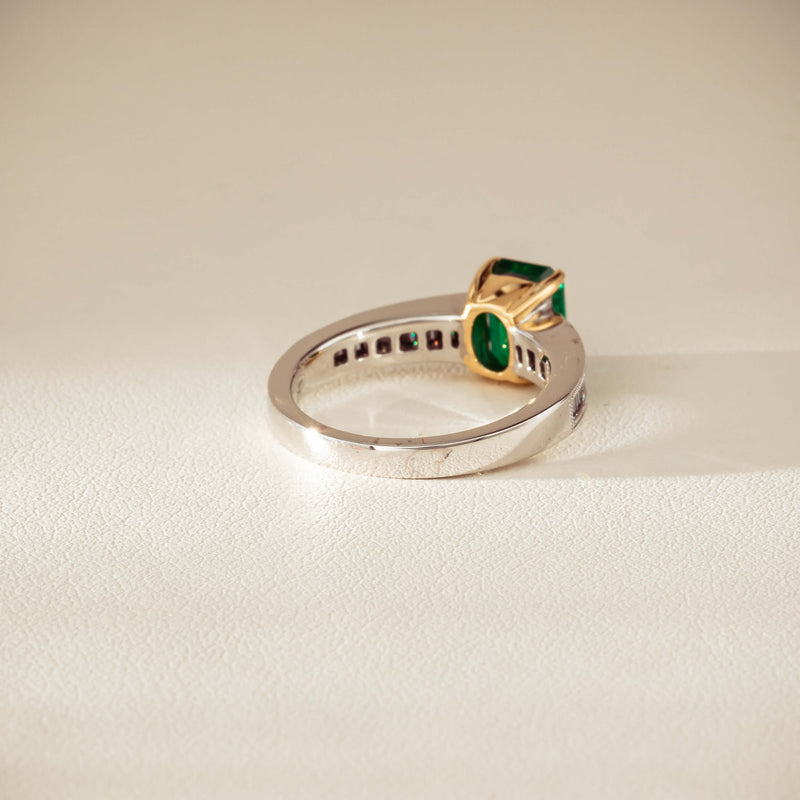 18ct White Gold 1.63ct Emerald & Diamond Ring-Ring-Walker & Hall