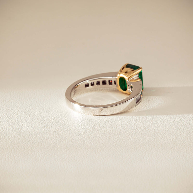 18ct White Gold 1.63ct Emerald & Diamond Ring-Ring-Walker & Hall