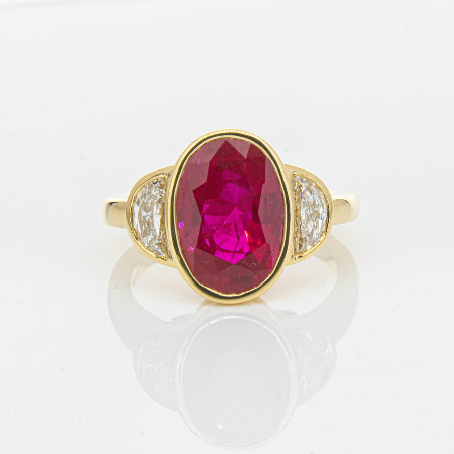 18ct Yellow Gold 4.18ct Ruby & Diamond Ring - Ring - Walker & Hall