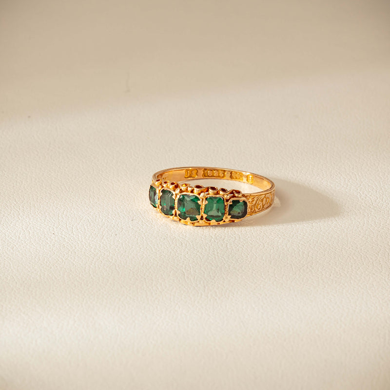 Vintage 15ct Green Garnet & Glass Doublet Ring - Ring - Walker & Hall