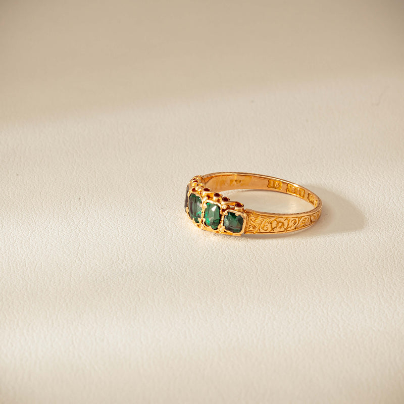 Vintage 15ct Green Garnet & Glass Doublet Ring - Ring - Walker & Hall