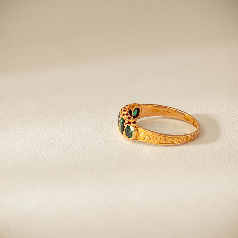 Vintage 15ct Green Garnet & Glass Doublet Ring - Ring - Walker & Hall