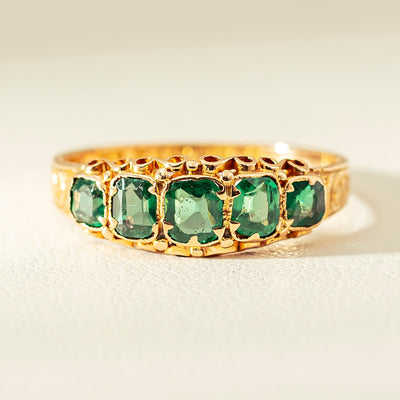 Vintage 15ct Green Garnet & Glass Doublet Ring - Ring - Walker & Hall