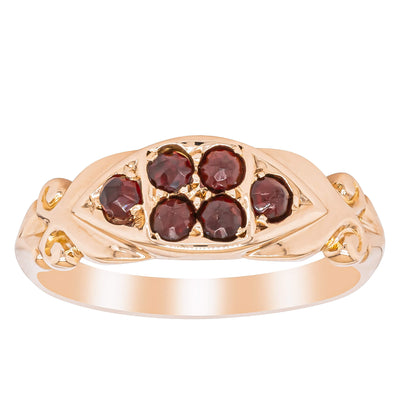 Vintage 15ct Rose Gold Garnet Cluster Ring - Ring - Walker & Hall