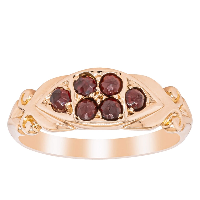Vintage 15ct Rose Gold Garnet Cluster Ring - Ring - Walker & Hall