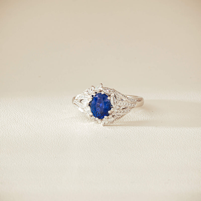 18ct White Gold 1.39ct Sapphire & Diamond Marcelle Ring - Ring - Walker & Hall