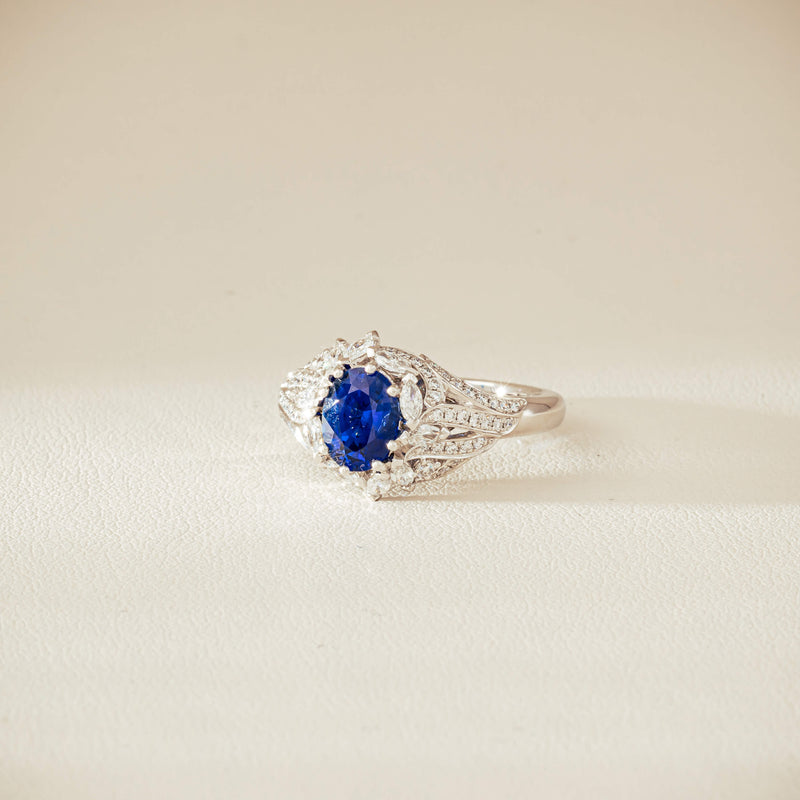 18ct White Gold 1.39ct Sapphire & Diamond Marcelle Ring - Ring - Walker & Hall