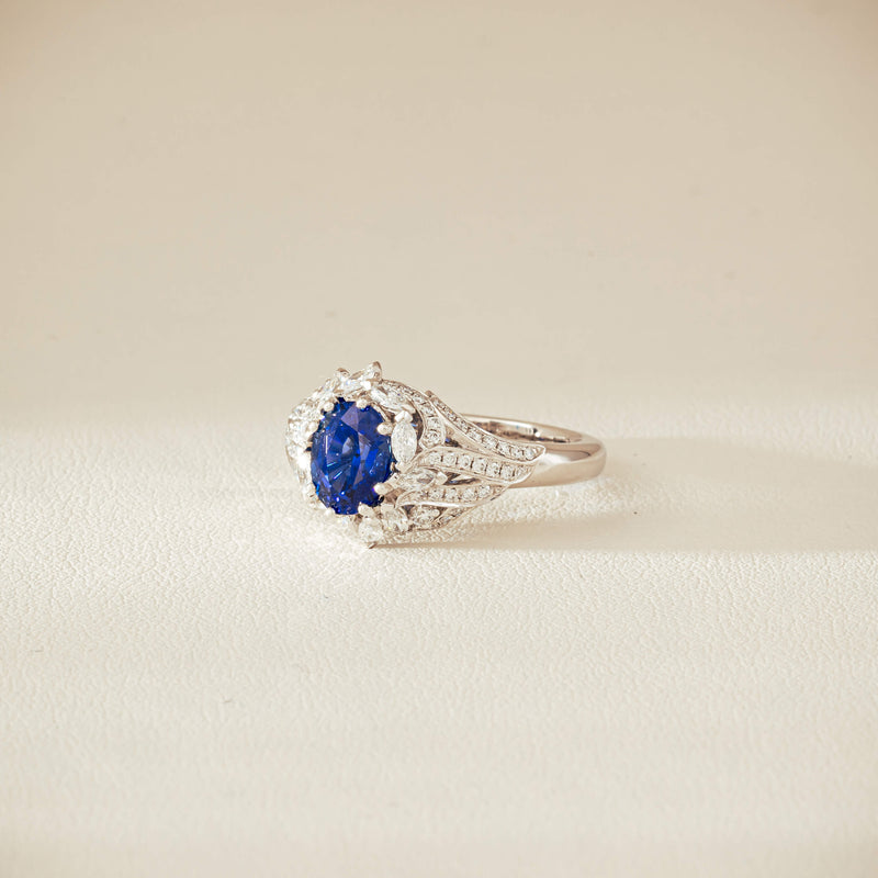 18ct White Gold 1.39ct Sapphire & Diamond Marcelle Ring - Ring - Walker & Hall