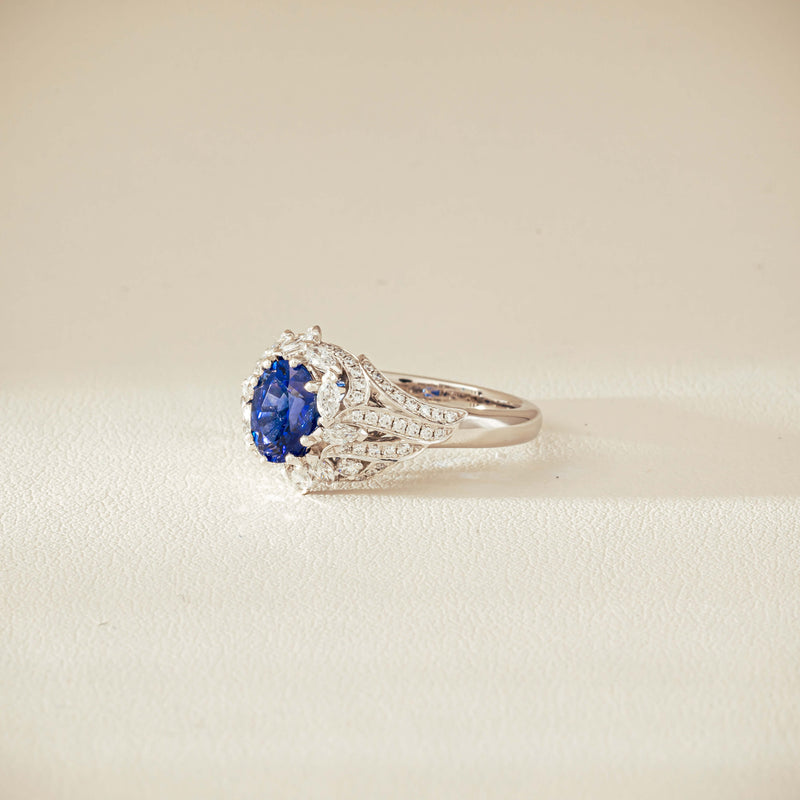 18ct White Gold 1.39ct Sapphire & Diamond Marcelle Ring - Ring - Walker & Hall