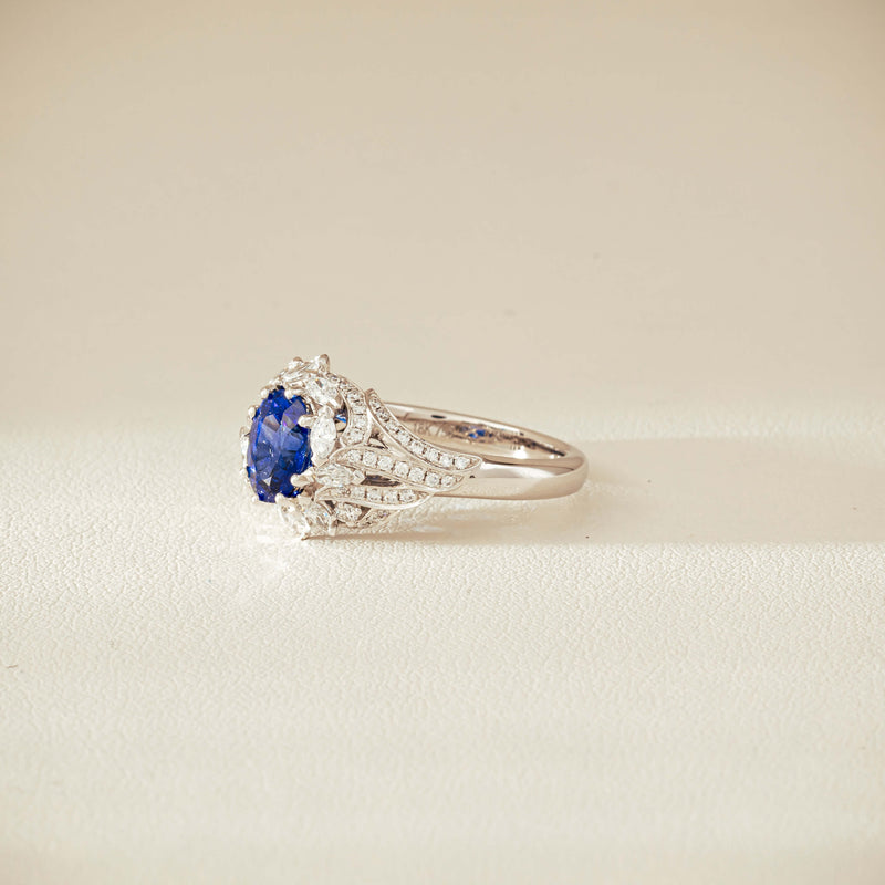 18ct White Gold 1.39ct Sapphire & Diamond Marcelle Ring - Ring - Walker & Hall