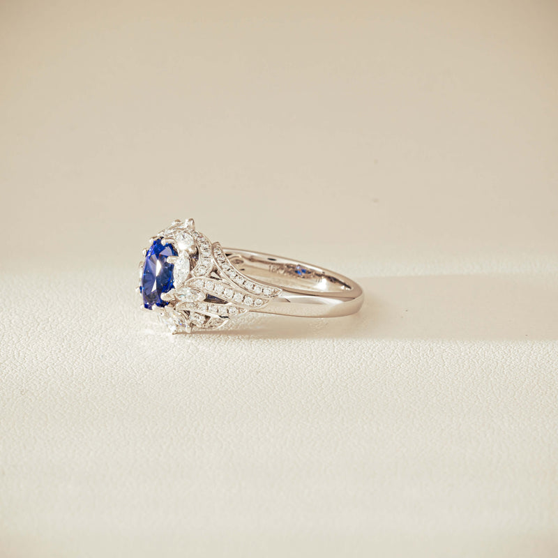 18ct White Gold 1.39ct Sapphire & Diamond Marcelle Ring - Ring - Walker & Hall