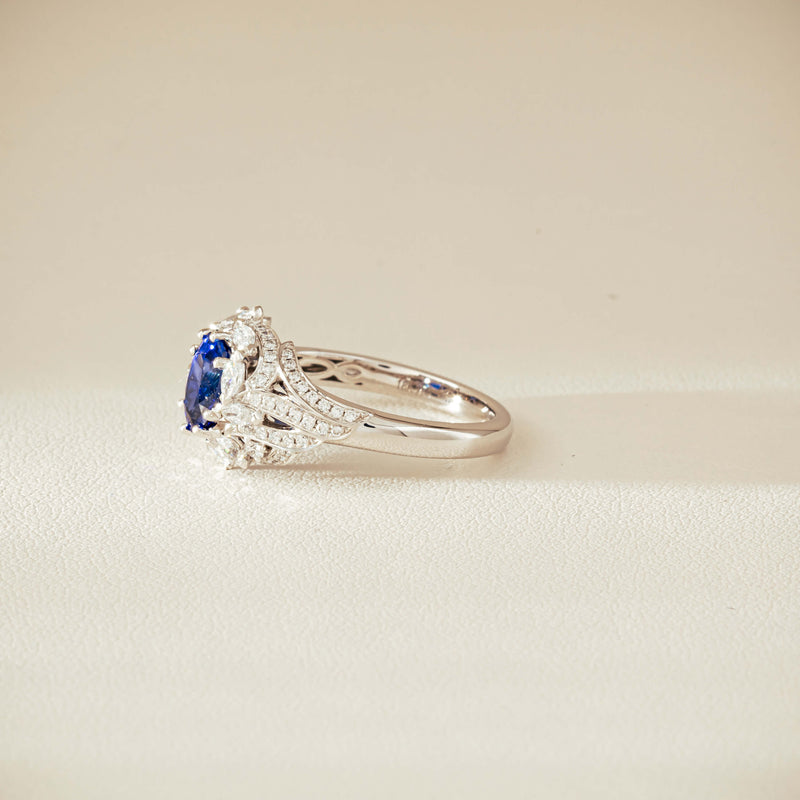 18ct White Gold 1.39ct Sapphire & Diamond Marcelle Ring - Ring - Walker & Hall