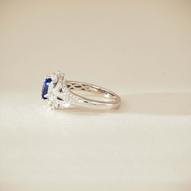 18ct White Gold 1.39ct Sapphire & Diamond Marcelle Ring - Ring - Walker & Hall