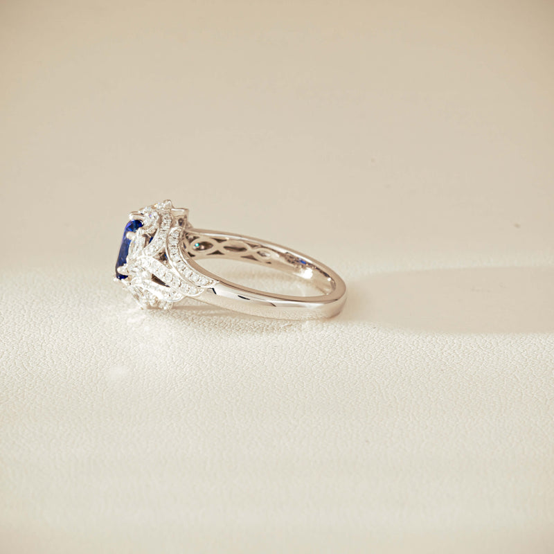 18ct White Gold 1.39ct Sapphire & Diamond Marcelle Ring - Ring - Walker & Hall