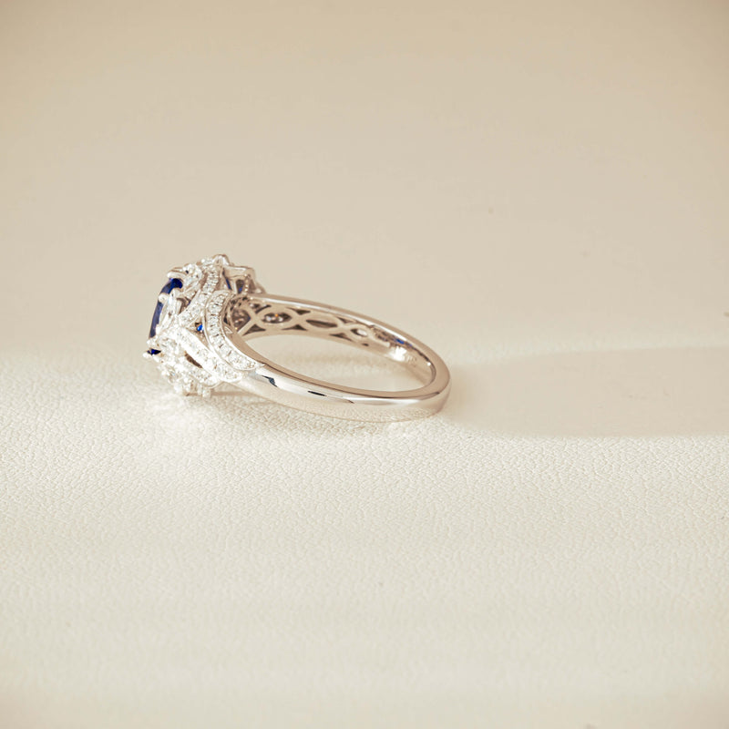 18ct White Gold 1.39ct Sapphire & Diamond Marcelle Ring - Ring - Walker & Hall